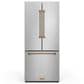 THOR KITCHEN Gordon Ramsay 17.5 Cu. Ft. Counter Depth French Door Refrigerator with Bronze Handle Kit in Stainless Steel, , large