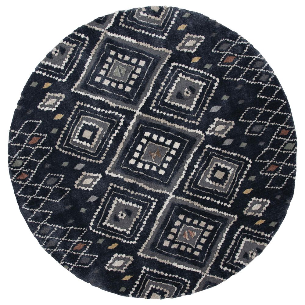 Central Oriental Stonington Iris Denim and Multicolor 7"10" Round Area Rug, , large