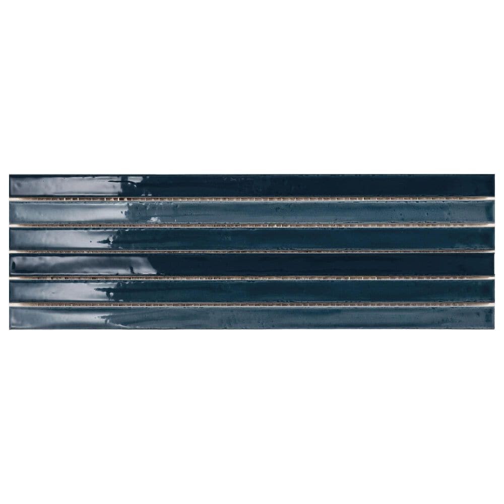 Emser Paralline Denim 5" x 18" Galazed Ceramic Mosaic Sheet, , large