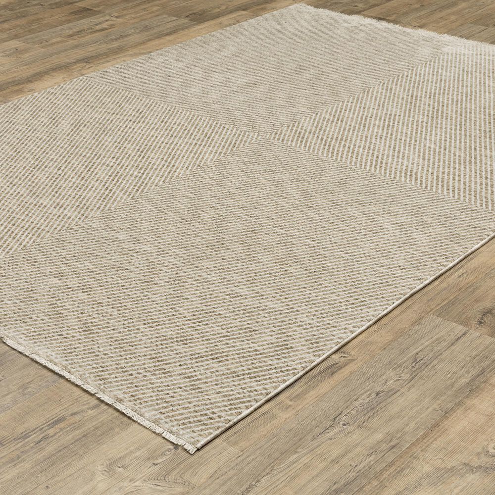 Oriental Weavers Echo Beige and Ivory 6&#39;7&quot; x 9&#39;6&quot; Area Rug, , large