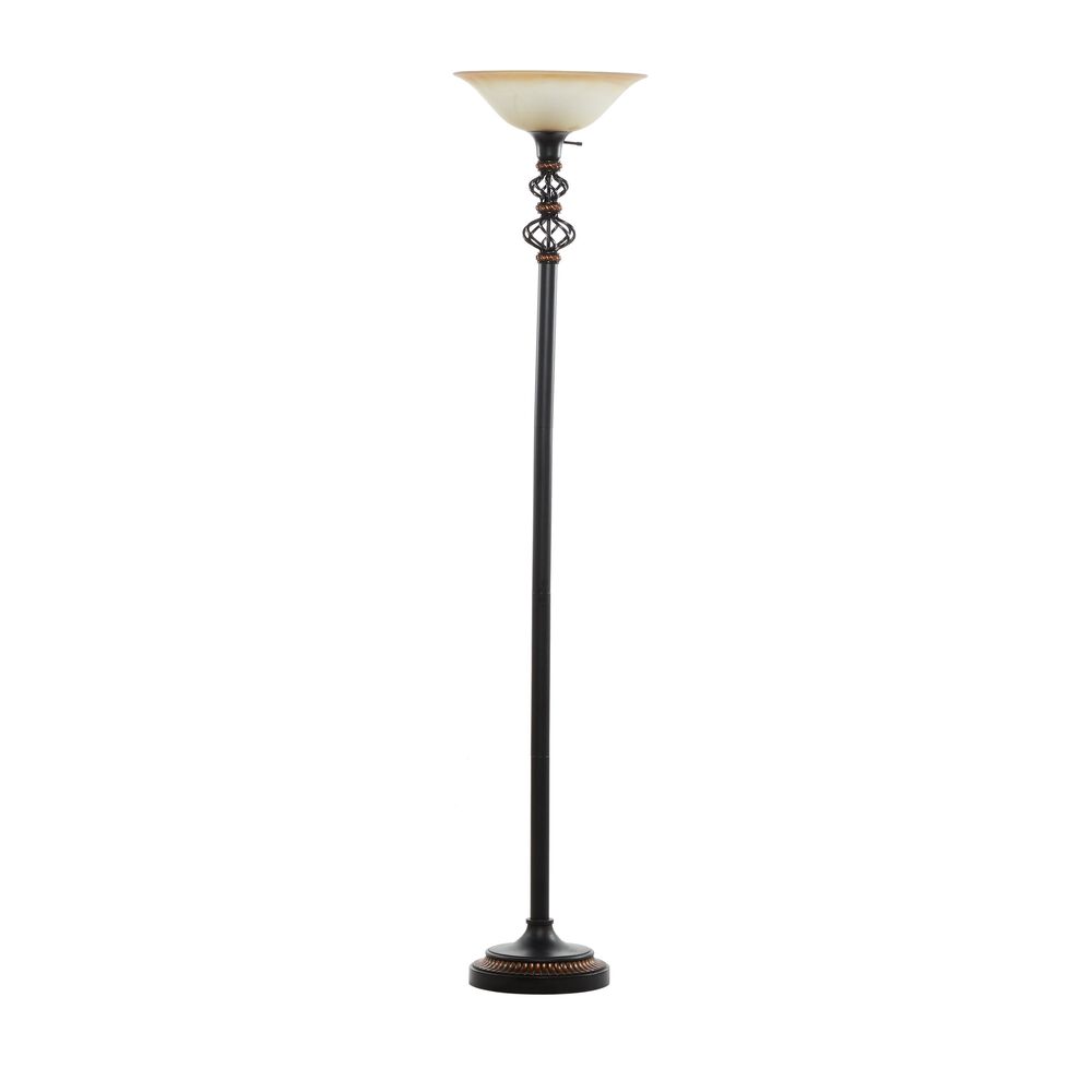 Maple and Jade Traditional 70" Metal Floor Lamp in Black, , large