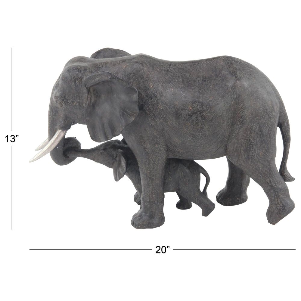 Maple and Jade Eclectic Elephant Sculpture in Dark Grey, , large