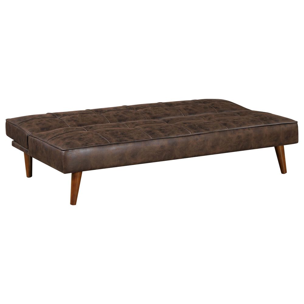 Pacific Landing Jenson Push Back Convertible Sofa Bed in Dark Coffee Brown, , large