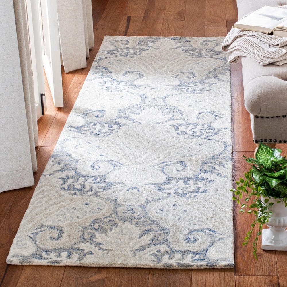 Safavieh Micro-Loop MLP539M 2&#39;3&quot; x 7&#39; Blue and Ivory Runner, , large