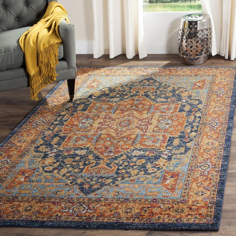 Safavieh Evoke EVK275C-3 3" x 5" Blue/Orange Area Rug, , large