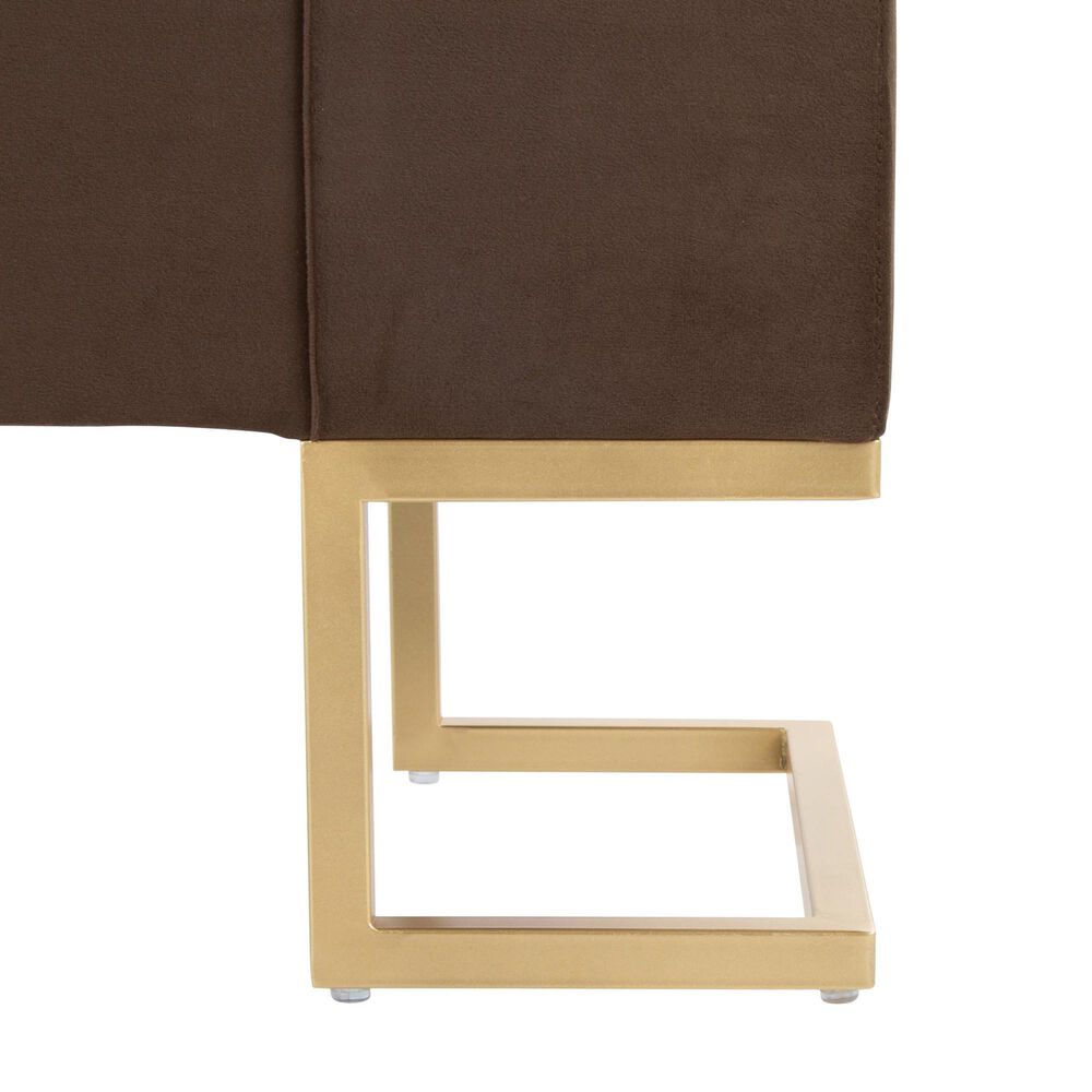 LumiSource Midas Storage Bench with Brown Velvet Cushion in Gold, , large
