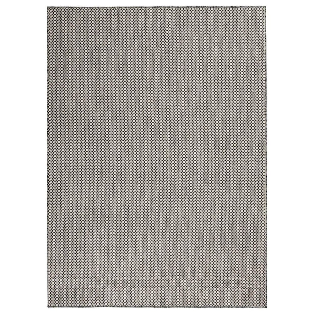 Nourison Courtyard Ivory and Charcoal 5&#39; x 7&#39; Indoor/Outdoor Area Rug, , large