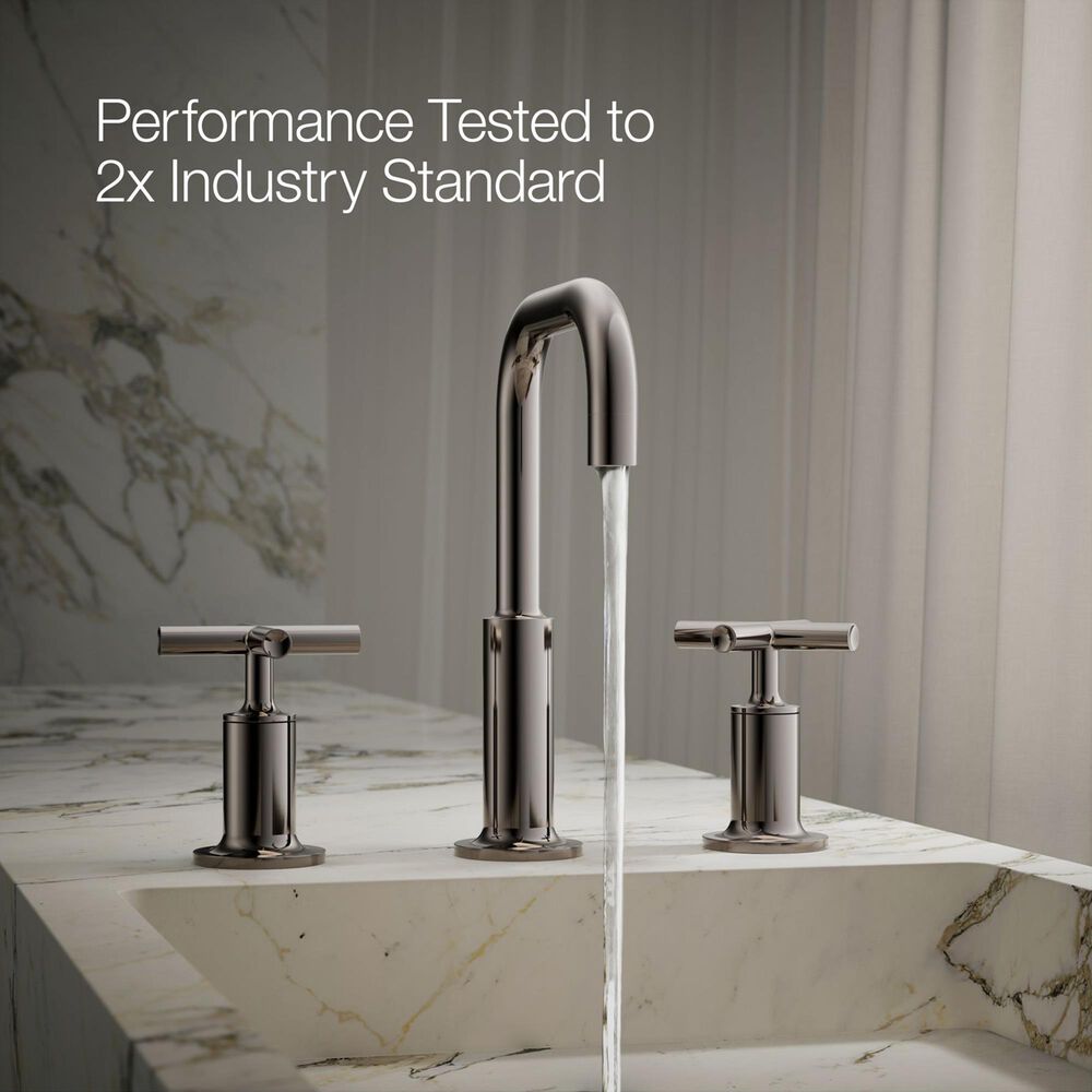 Kohler Purist Widespread Bathroom Sink Faucet with Cross Handles and High Gooseneck Spout in Vibrant Titanium, , large