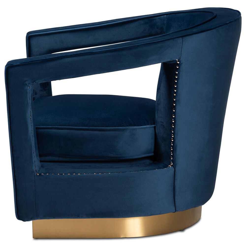 Baxton Studio Neville Arm Chair in Navy Blue, , large