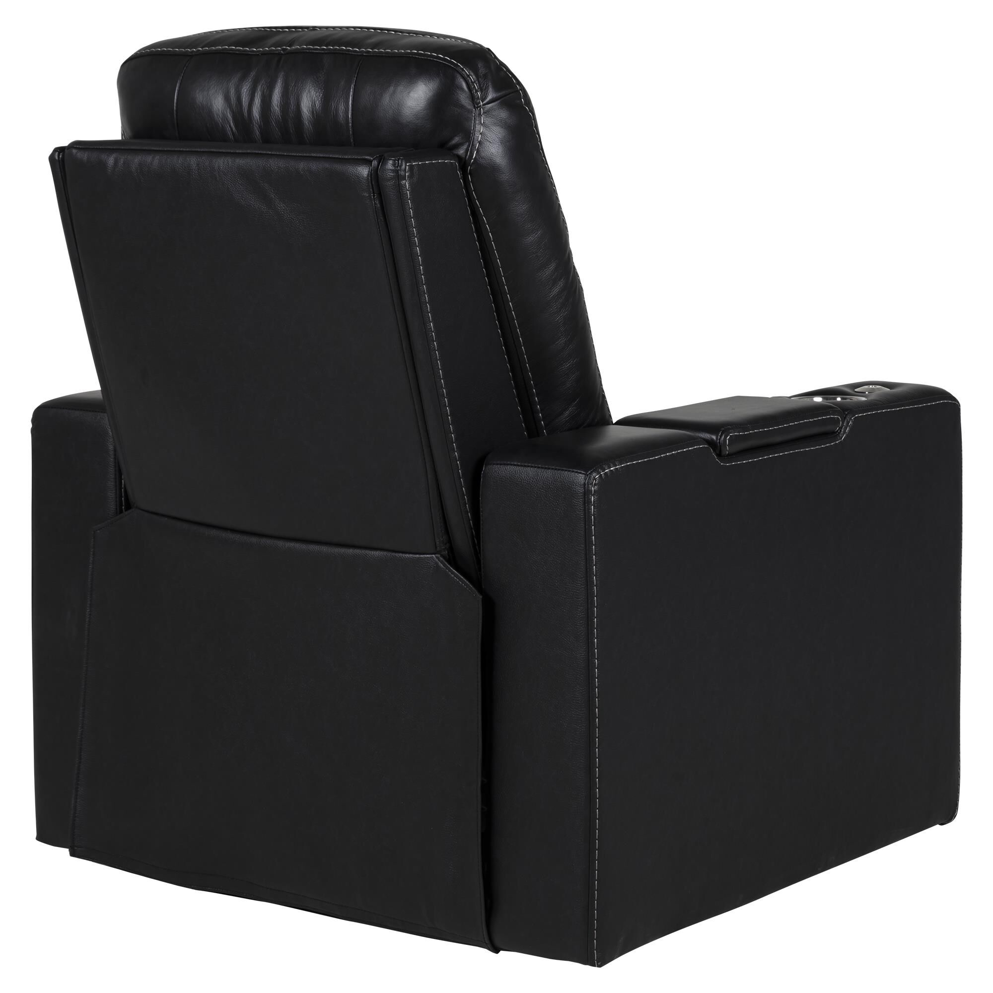 MotoMotion Leather Power Recliner with Power Headrest in Black NFM