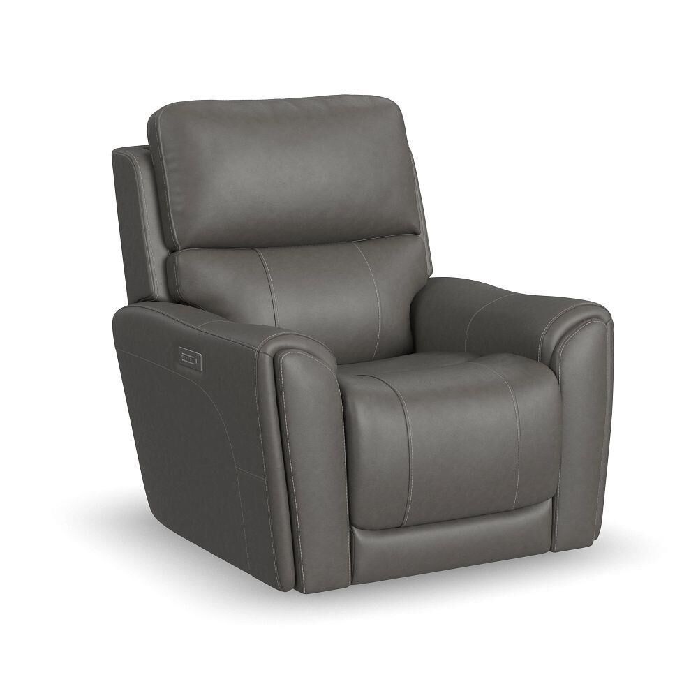 Flexsteel Power Recliner with Power Headrest and Lumbar in Gray, , large
