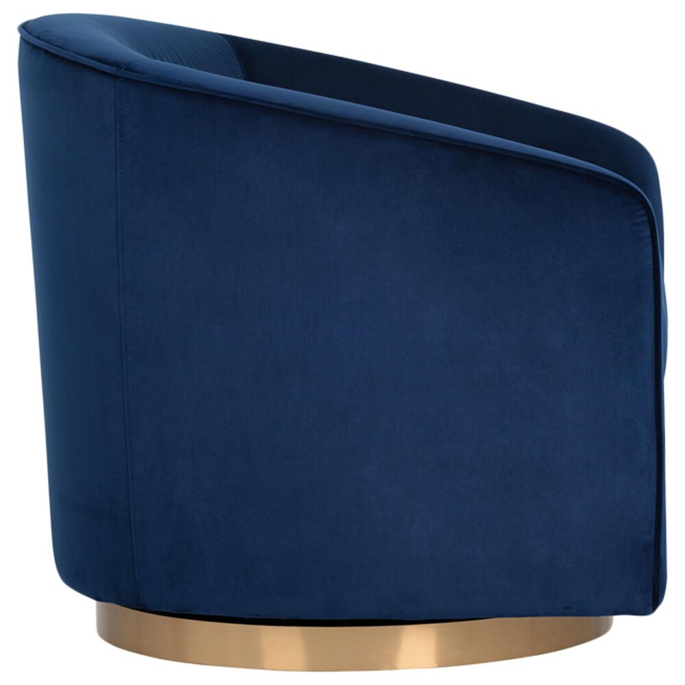 37B Hazel Swivel Lounge Chair in Navy Blue Sky Velvet, , large