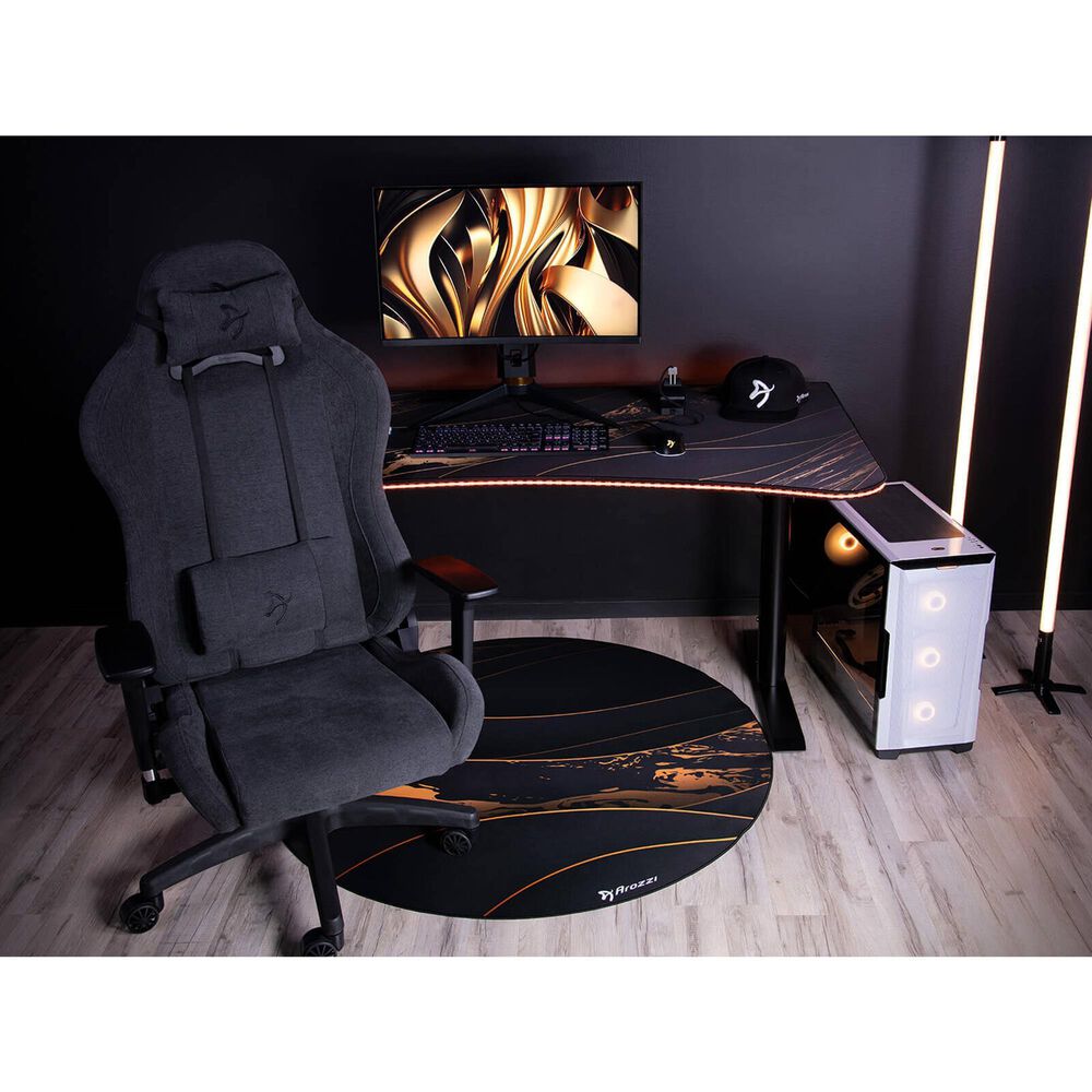 Arozzi Zona Microfiber Noise Dampening and Scratch Protection Anti-Slip Chair Mat in Black Gold, , large