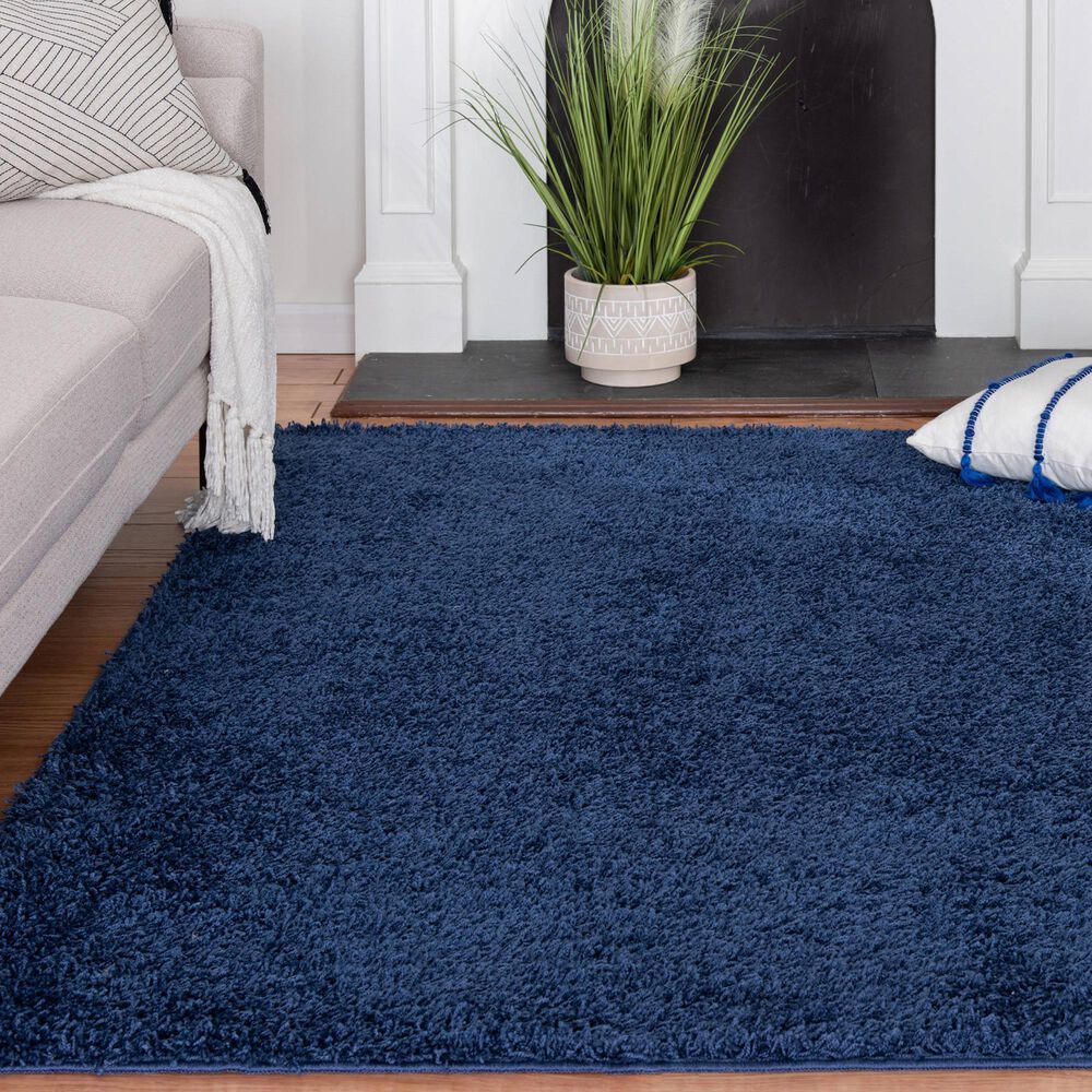 Central Oriental Geneva Shag 5&#39; x 7&#39; Sail Blue Area Rug, , large
