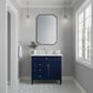 James Martin Vanities Brittany 36" Single Bathroom Vanity in Victory Blue with Single Hole 3 cm White Zeus Quartz Top and Rectangular Sink, , large