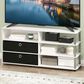 HOMLUX 46.6" Simple Design TV Stand with Bins in White Oak, Stainless Steel and Black, , large