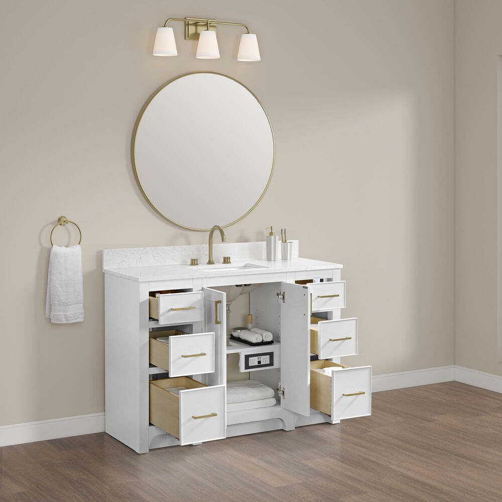 37B Lucerne 48" Single Bathroom Vanity in Bright White with Marble Top and Backsplash, , large
