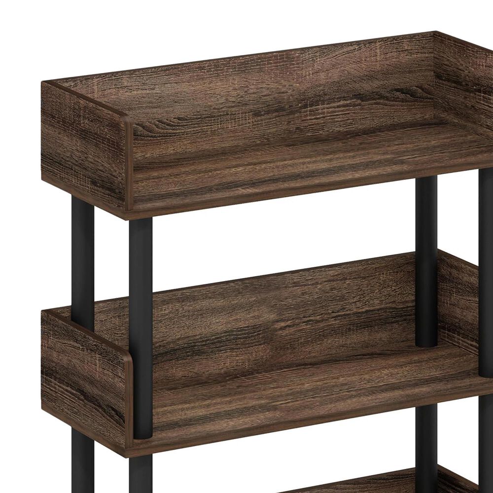 HOMLUX Turn-N-Tube 3-Tier Open Display Storage Bookshelf in Walnut, , large