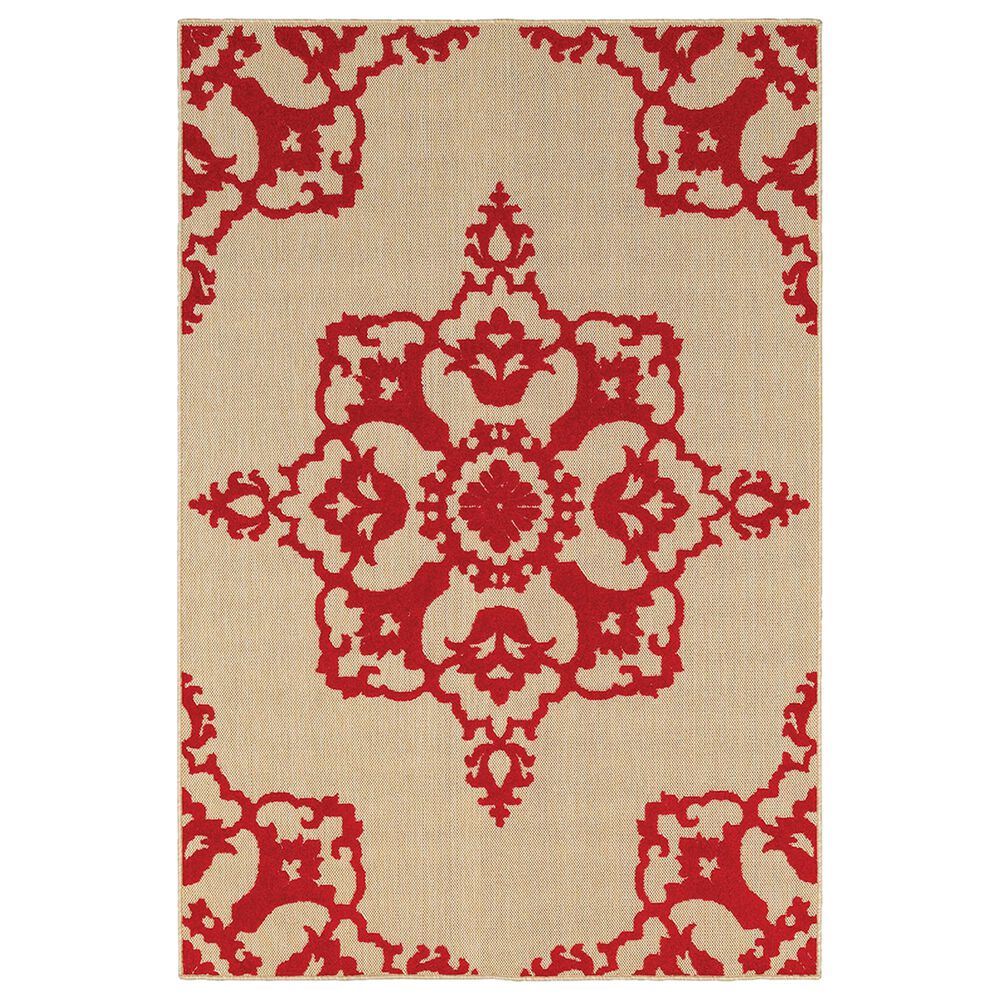 Oriental Weavers Cayman 97R 9"10" x 12"10" Sand and Red Area Rug, , large