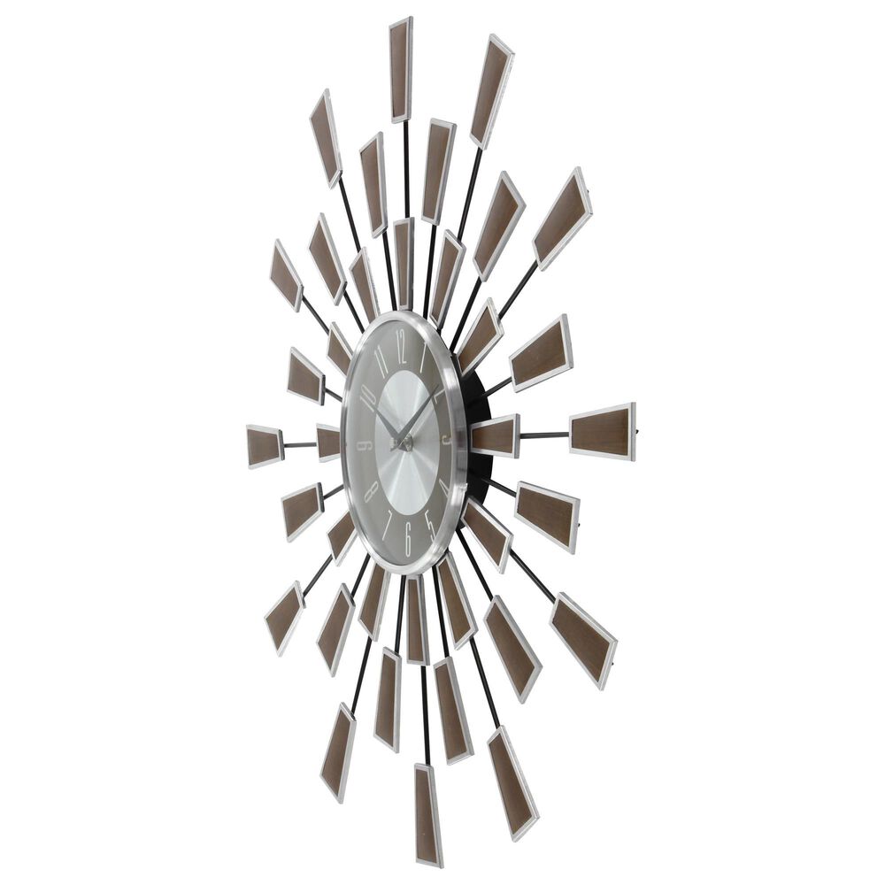 Maple and Jade Wall Clock in Silver and Black, , large