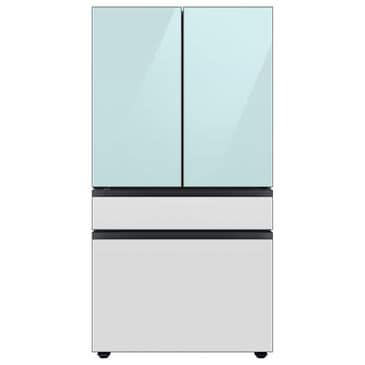 Samsung Bespoke Bespoke 23 Cu. Ft. Counter Depth French Door Refrigerator with Beverage Center - Morning Blue Glass Top Panel with White Glass Middle and Bottom Panels Included, , large