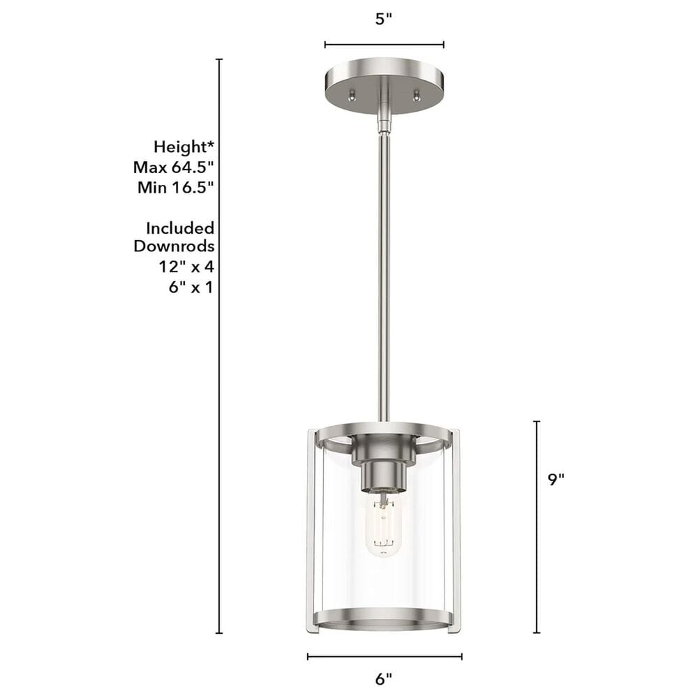 Hunter Astwood 1-Light Mini Pendant in Brushed Nickel, , large