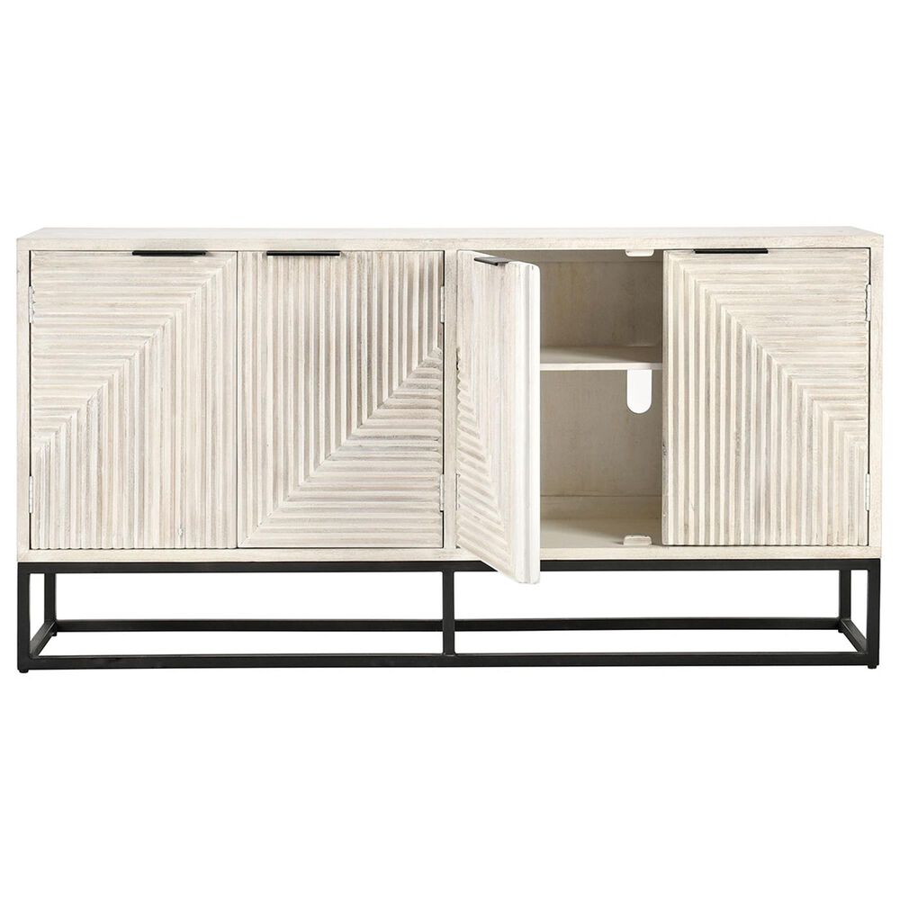 Classic Home Flint 4-Door Sideboard in Coastal White and Black, , large