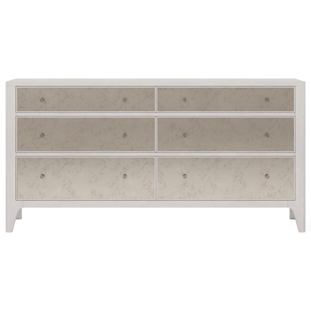 Vantage Mezzanine Mirrored 6 Drawer Dresser and Mirror in Dove Gray, , large