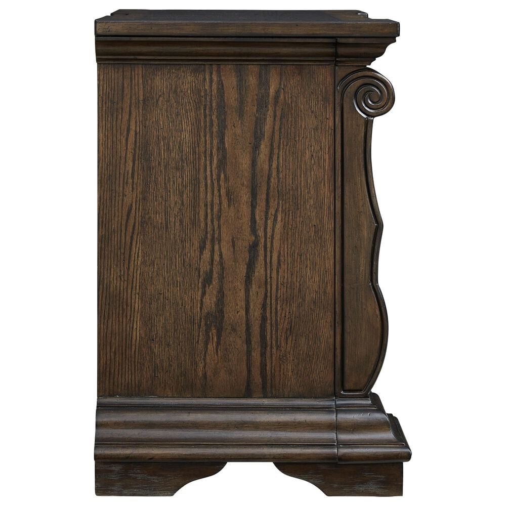 Millenium Queen Upholstered Bed and Two Nightstands in Dark Brown, , large