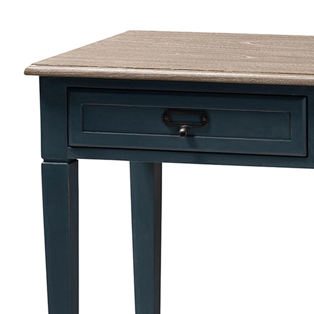 Baxton Studio Dauphine Writing Desk in Blue and Oak, , large