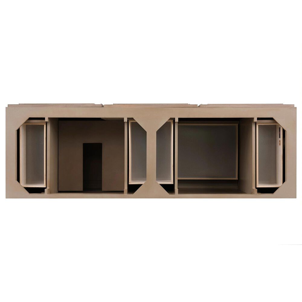 James Martin Vanities Portland 72&quot; Double Bathroom Vanity in Whitewashed Walnut with 3 cm Victorian Silver Quartz Top and Rectangular Sinks, , large