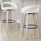 LumiSource Grotto Swivel Bar Stool with White Faux Leather Upholstery in Whitewashed Wood and Black (Set of 2), , large