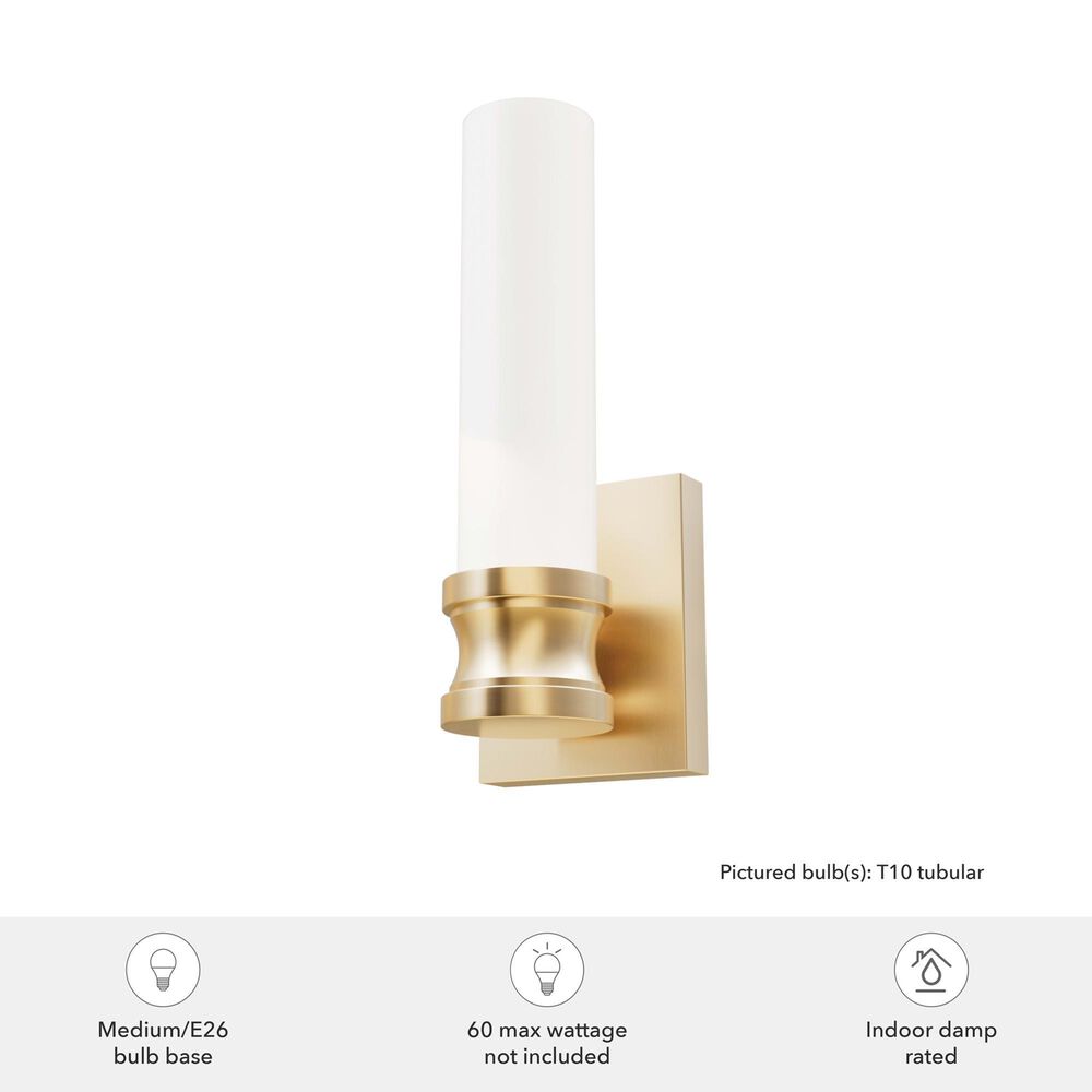 Hunter Lenlock 1-Light Wall Sconce with Cased White Shade in Alturas Gold, , large