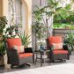 HOMLUX 3-Piece Patio Conversation Set with Curved-Arm Swivel Rocking Chairs and Brown Wicker in Orange, , large