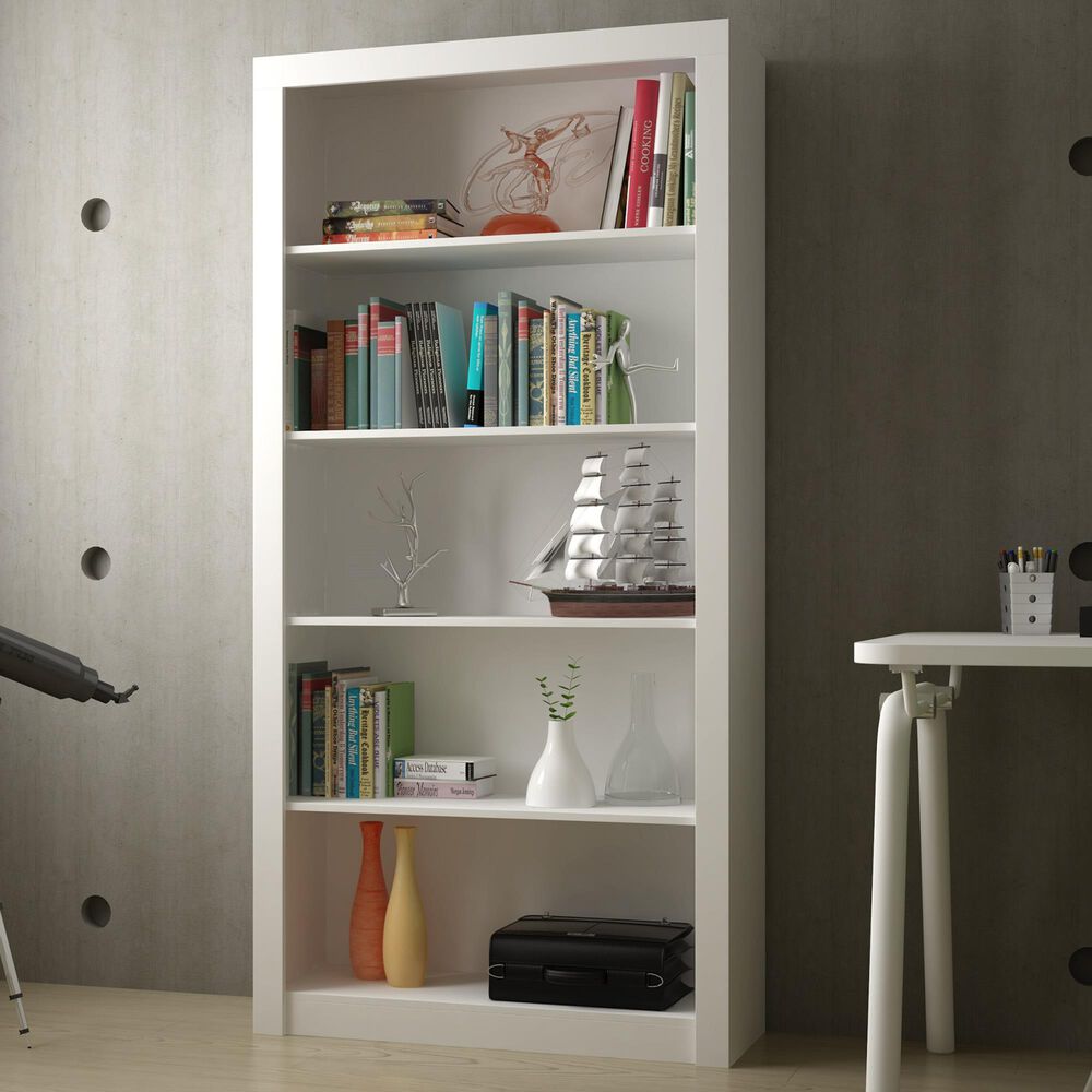 Dayton Olinda 5-Shelf Bookcase in White, , large