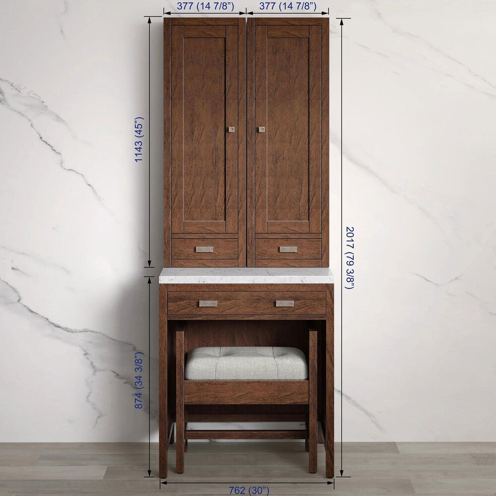 James Martin Vanities Addison 12" Petite Right Tower Hutch in Mid Century Acacia, , large