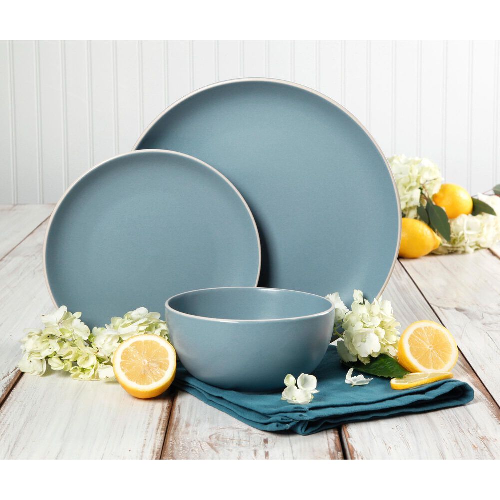 Gibson Home Rockaway 12Piece Stoneware Dinnerware Set in Blue Shop NFM