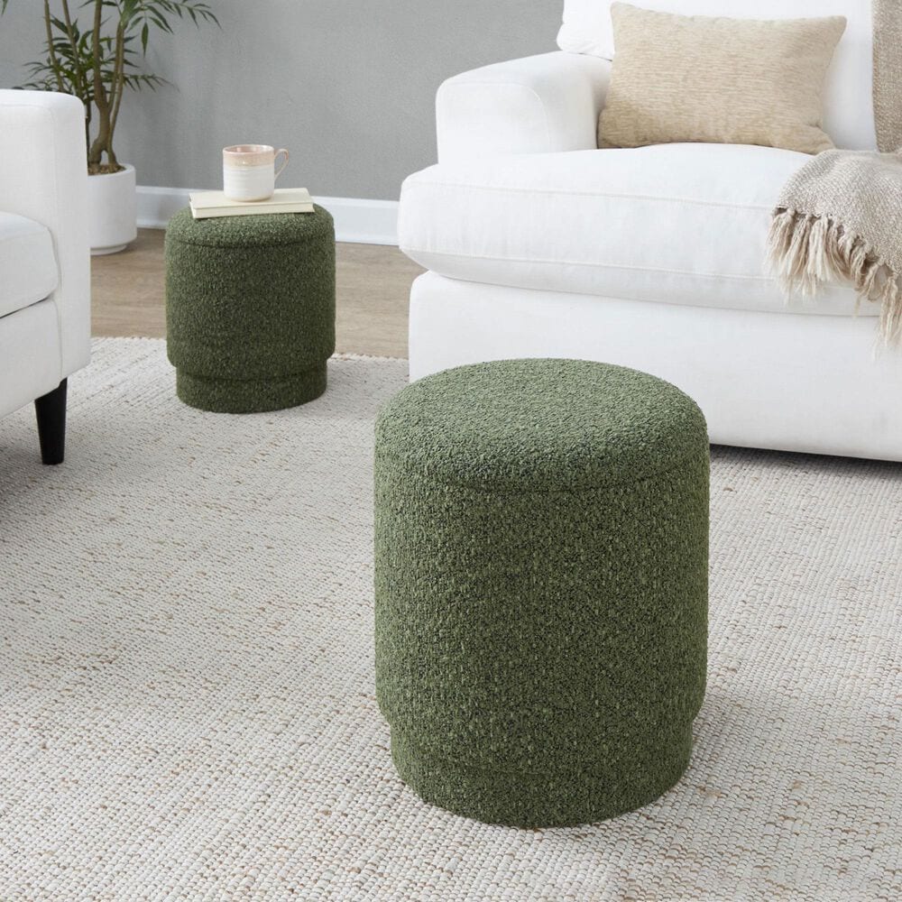 Lumisource Marla 2-Piece Upholstered Ottoman Set in Dark Green, , large