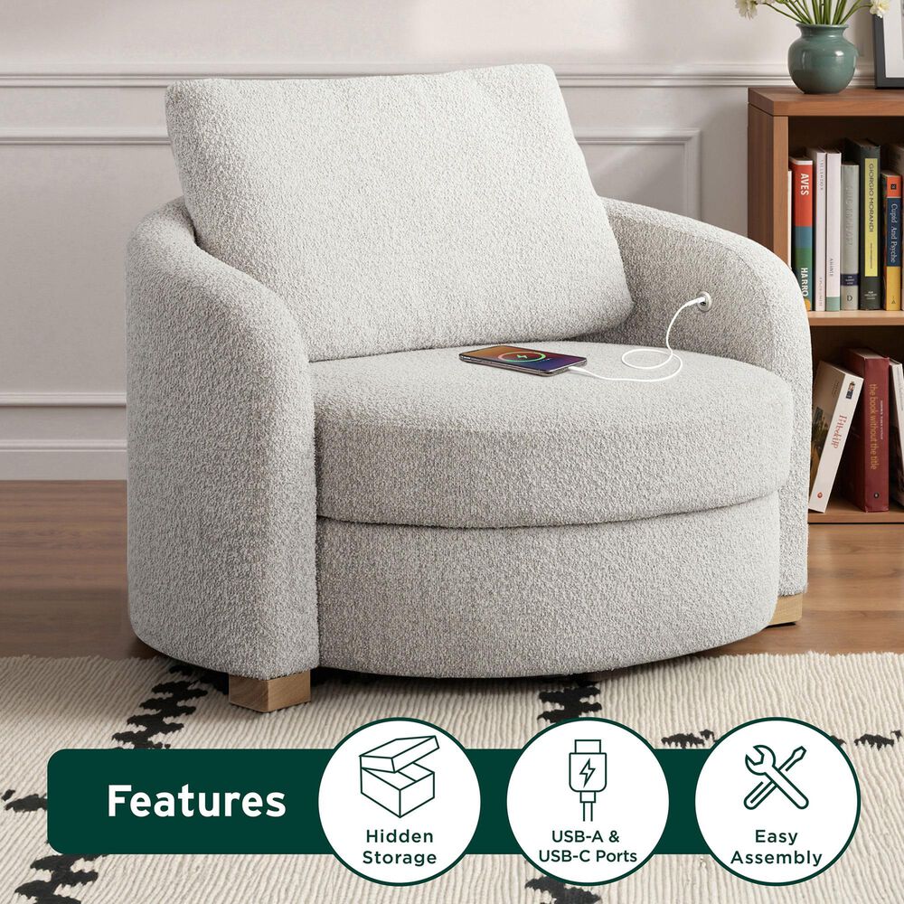 Lifestyle Solutions Manchester Accent Chair in Ivory, , large