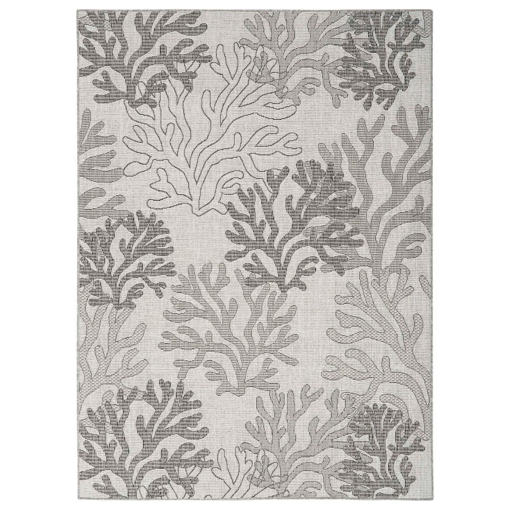 Nourison Garden Oasis Nautical Grey 5" x 7" Indoor/Outdoor Area Rug, , large