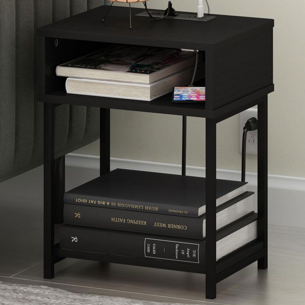 HOMLUX 19.7" 3-Tier End Table in Americano and Black, , large