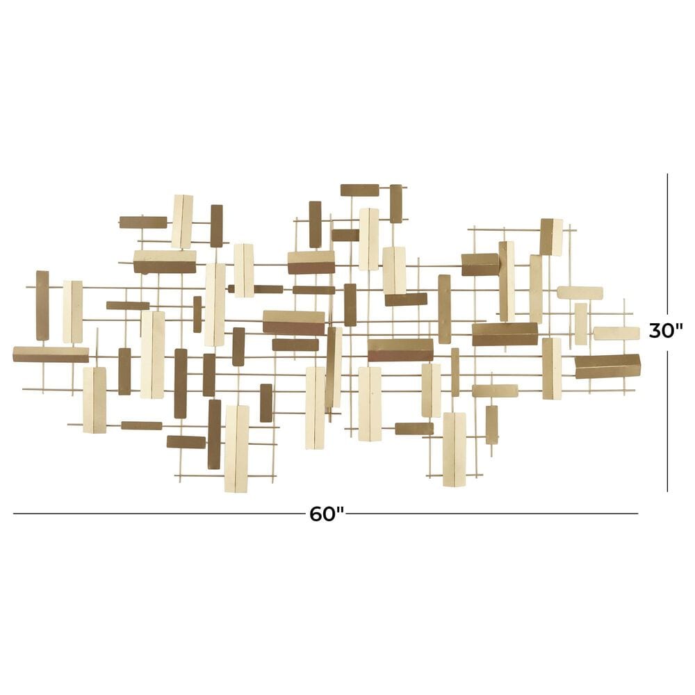 Maple and Jade 30&quot; x 60&quot; Geometric 3D Stripes Wall Decor in Matte Gold, , large