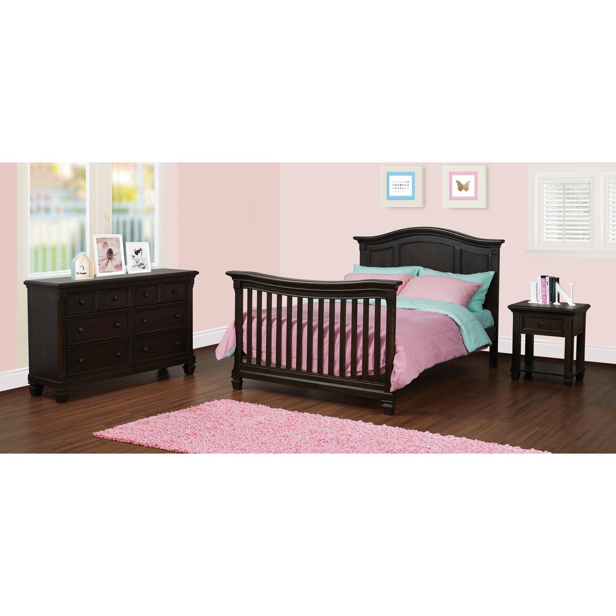 Baby Cache Glendale 4 In 1 Lifetime Convertible Crib in Charcoal