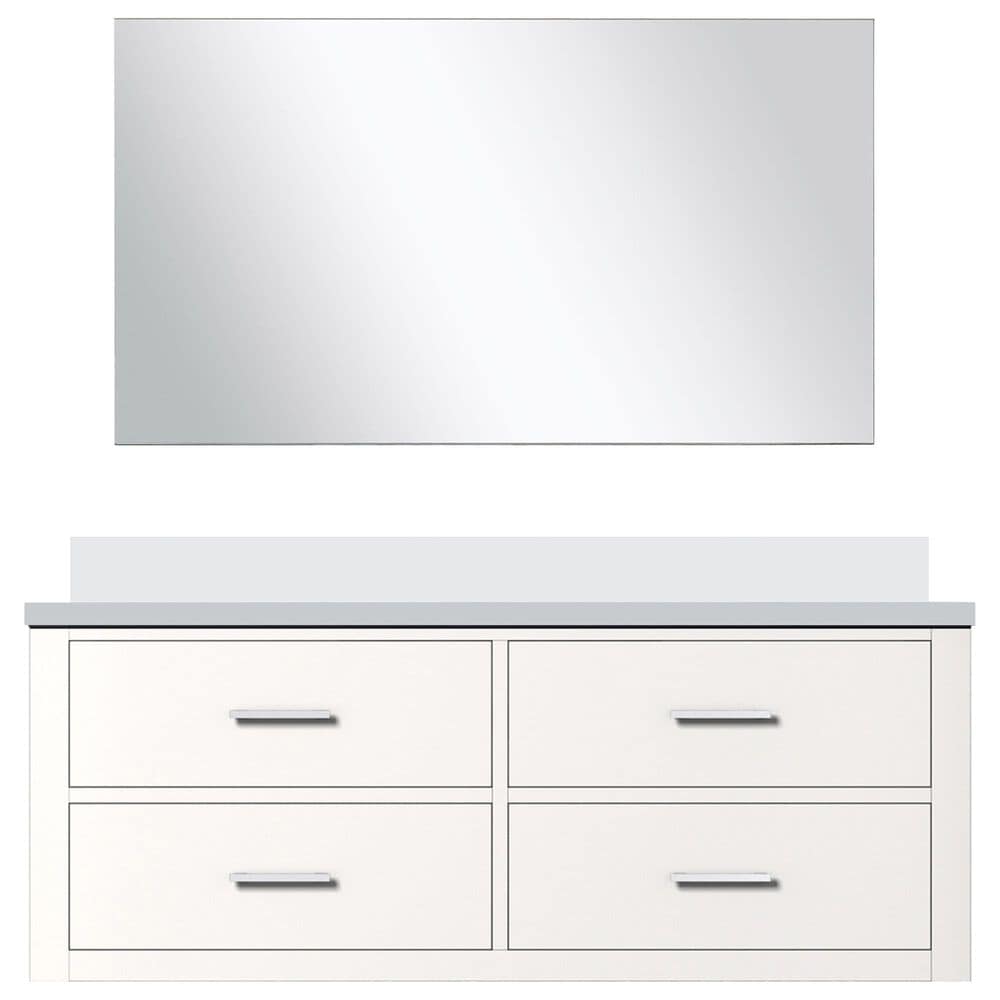 Lexora Home Castor 48&quot; Single Bathroom Vanity in Black with 2 cm White Quartz Top, Rectangular Sink and 43&quot; Mirror, , large