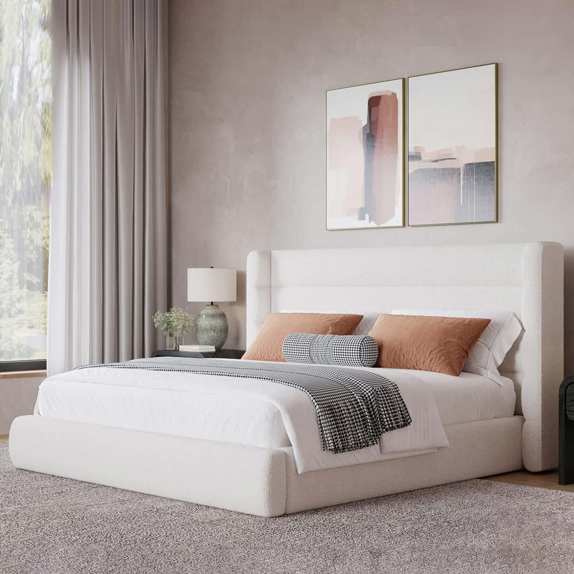 Urban Home Formosa Frank King Upholstered Bed in Ivory | NFM