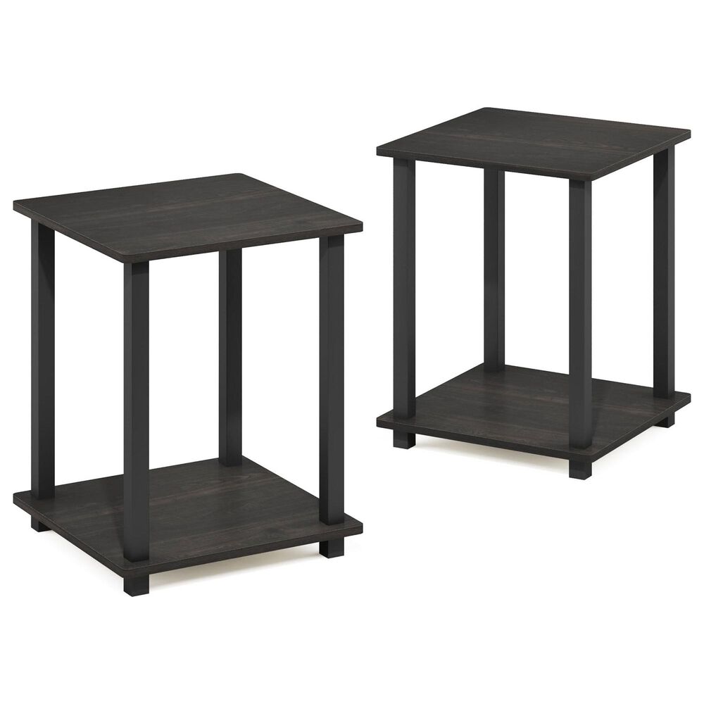 HOMLUX 2-Tier End Table in Espresso and Black (Set of 2), , large