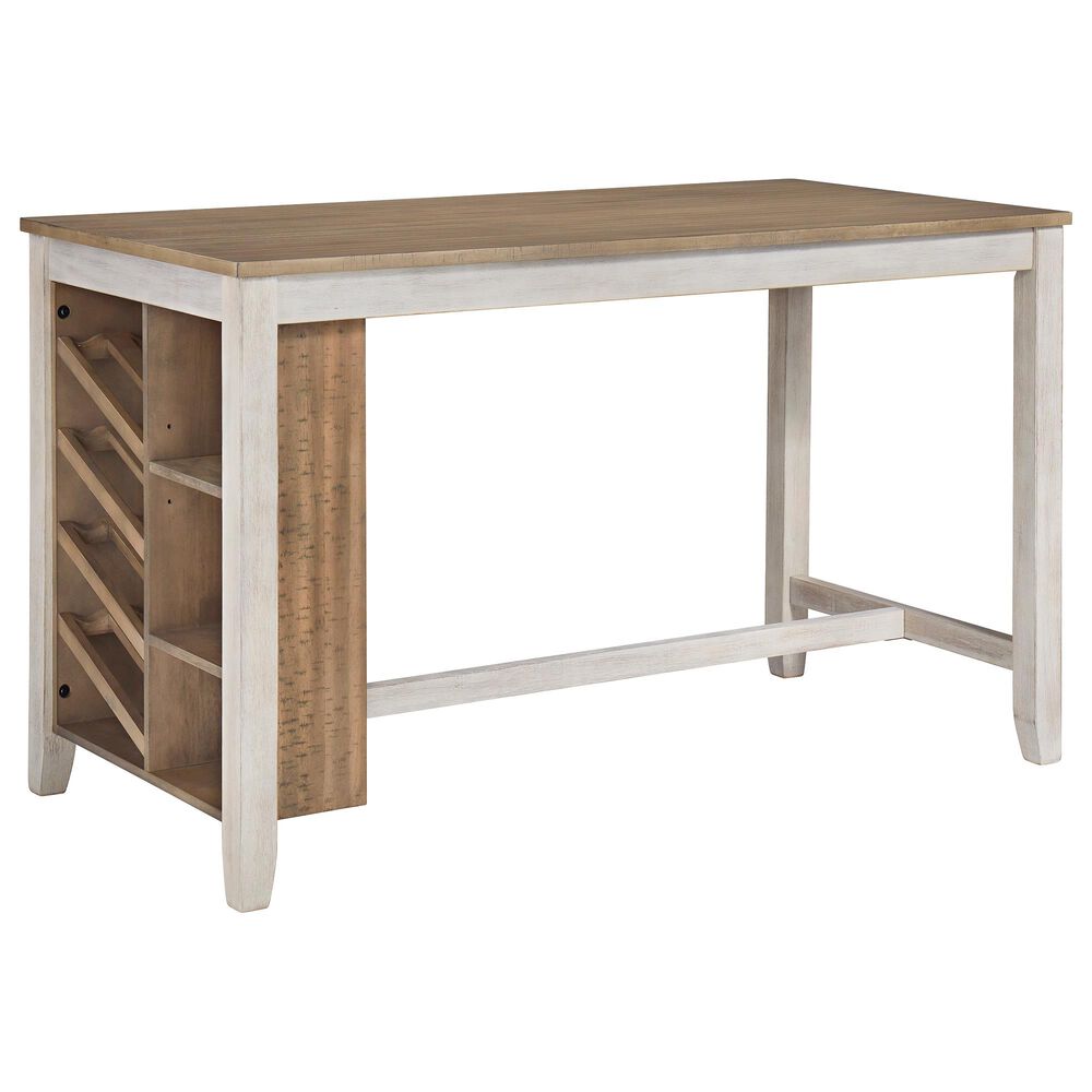 Signature Design by Ashley Skempton Counter Table with Storage in White and Light Brown - Table Only, , large