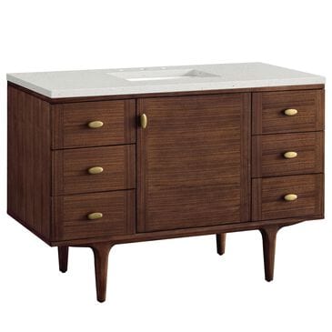 James Martin Vanities Amberly 48" Single Bathroom Vanity in Mid-Century Walnut with 3 cm Lime Delight Quartz Top and Rectangular Sink, , large