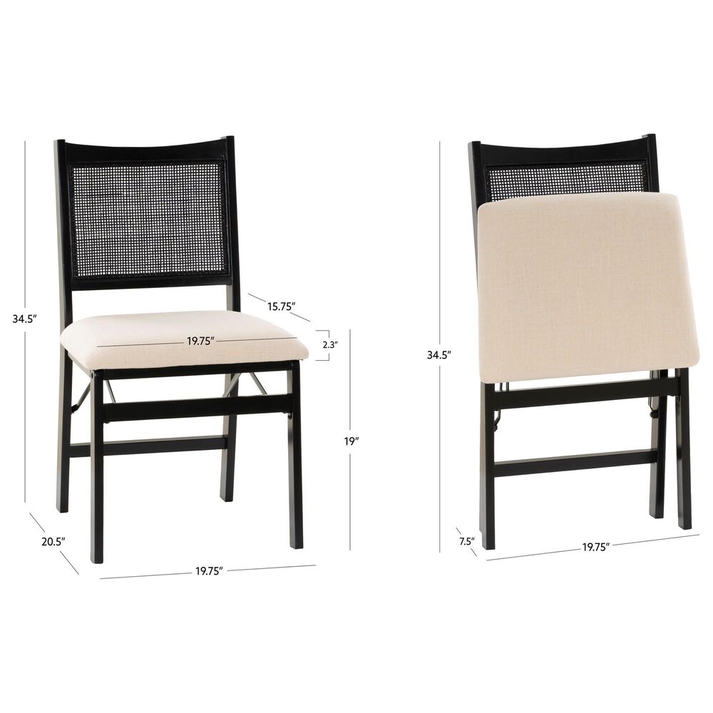 Linon Home Decor Bauer Cane Folding Side Chair in Black, , large