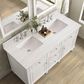 James Martin Vanities Lorelai 60" Double Vanity in Bright White with 3 cm Arctic Fall Solid Surface Top, , large